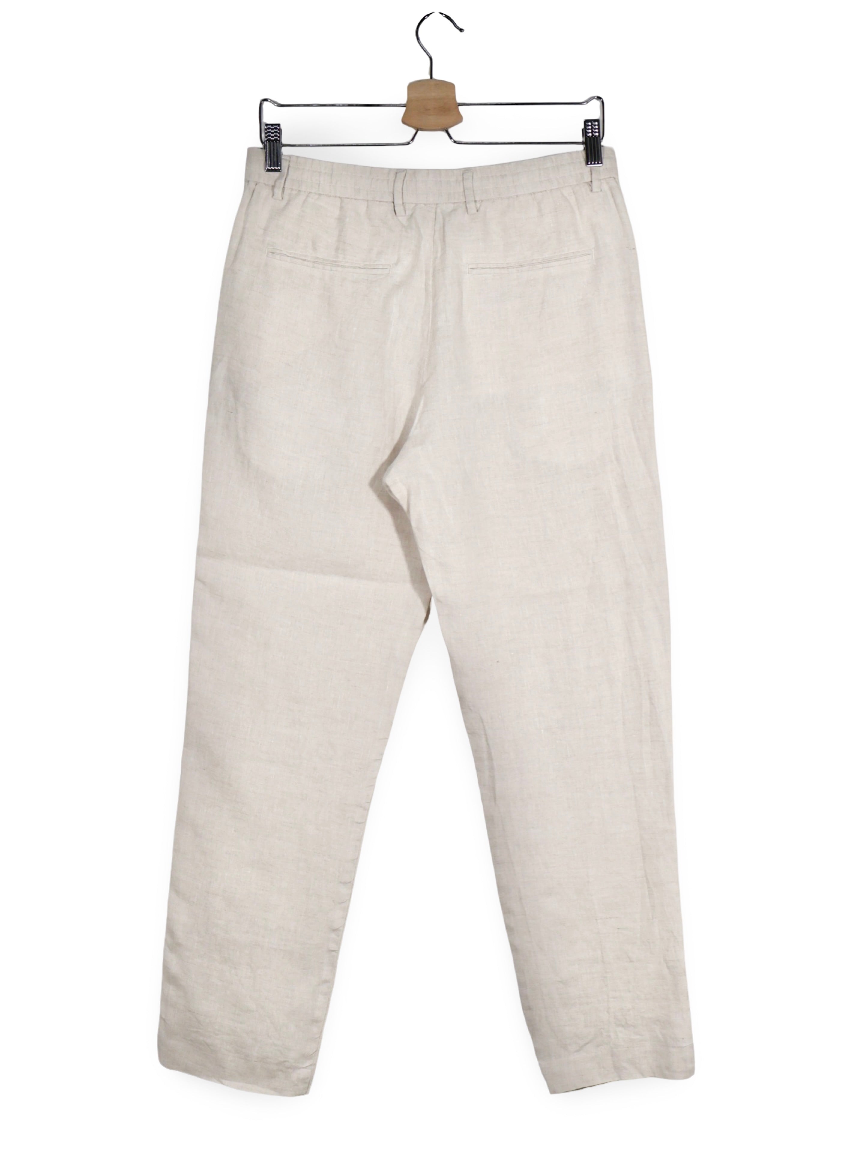 Pantaloni Zara din in crem cu croială dreaptă – S – Bărbați - imagine 3