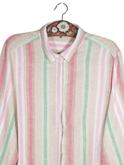 Camasa Gerry Weber multicolor pastel, cu tonuri de roz, verde si crem mărime 4XL+ detaliu material și croială second-hand…