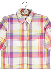 Camasa Tommy Hilfiger alb, roz, mov, galben, verde mărime S detaliu material și croială second-hand premium
