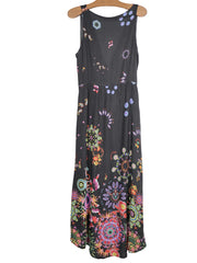 Rochie Desigual negru cu imprimeu multicolor mărime XL vedere din spate second-hand premium