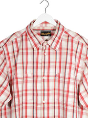 Camasa Wrangler alb, rosu, bej, albastru mărime XXL detaliu material și croială second-hand premium