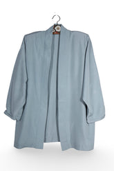 Sacou - Vintage albastru deschis din matase cu croiala lejera – L – Femei - fata
