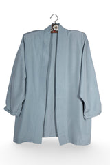 Sacou - Vintage albastru deschis din matase cu croiala lejera – L – Femei - fata