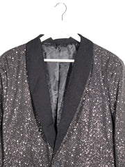 Sacou Alte branduri negru cu imprimeu alb tip stropi mărime XL detaliu material și croială second-hand premium