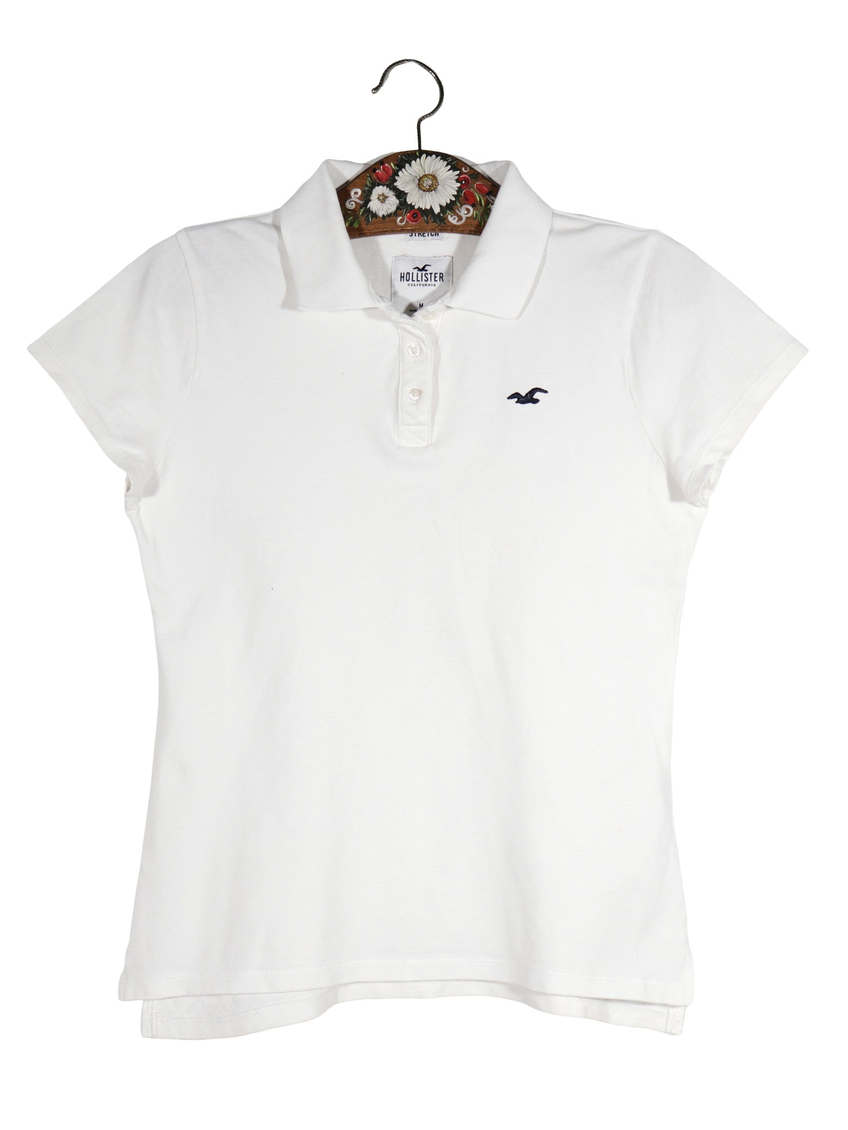 Tricou Hollister alb mărime M vedere din față second-hand premium
