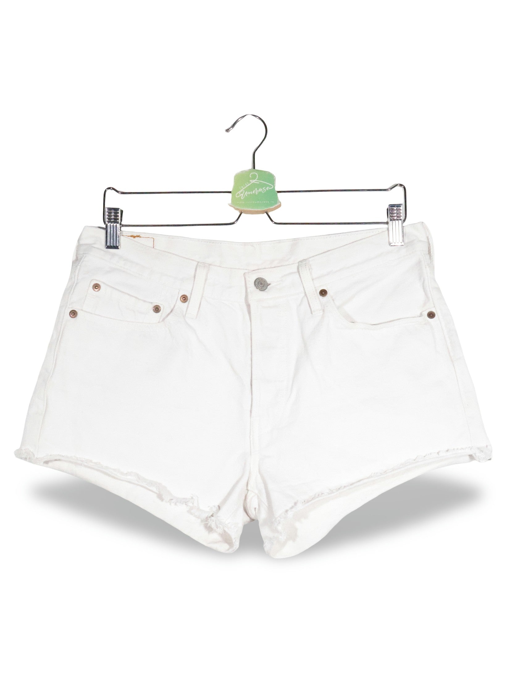 Blugi scurti Levi's alb mărime L vedere din față second-hand premium