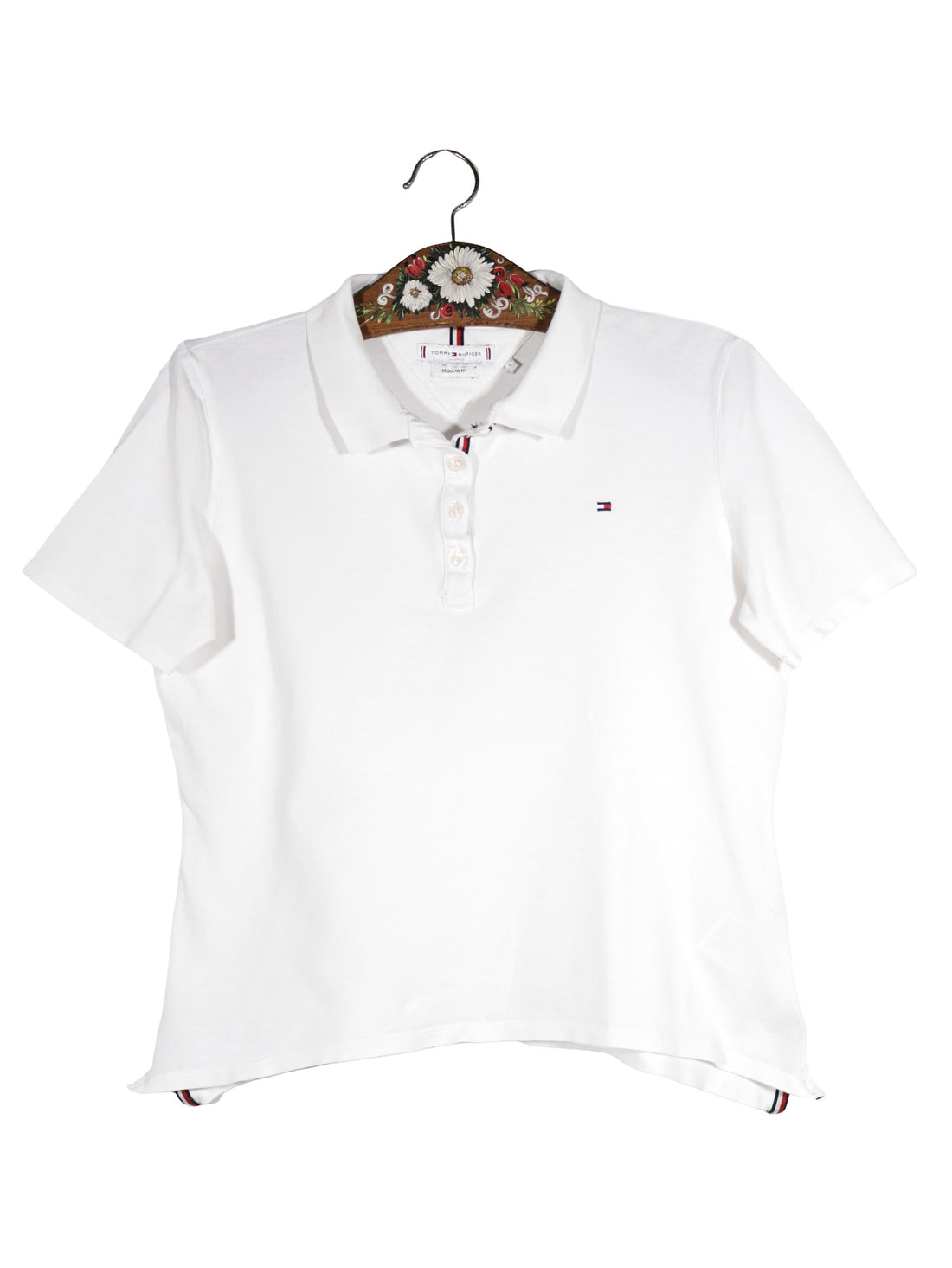 Tricou Tommy Hilfiger alb mărime L vedere din față second-hand premium