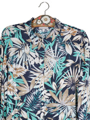 Camasa C&A bleumarin, turcoaz, alb, bej mărime XXL detaliu material și croială second-hand premium