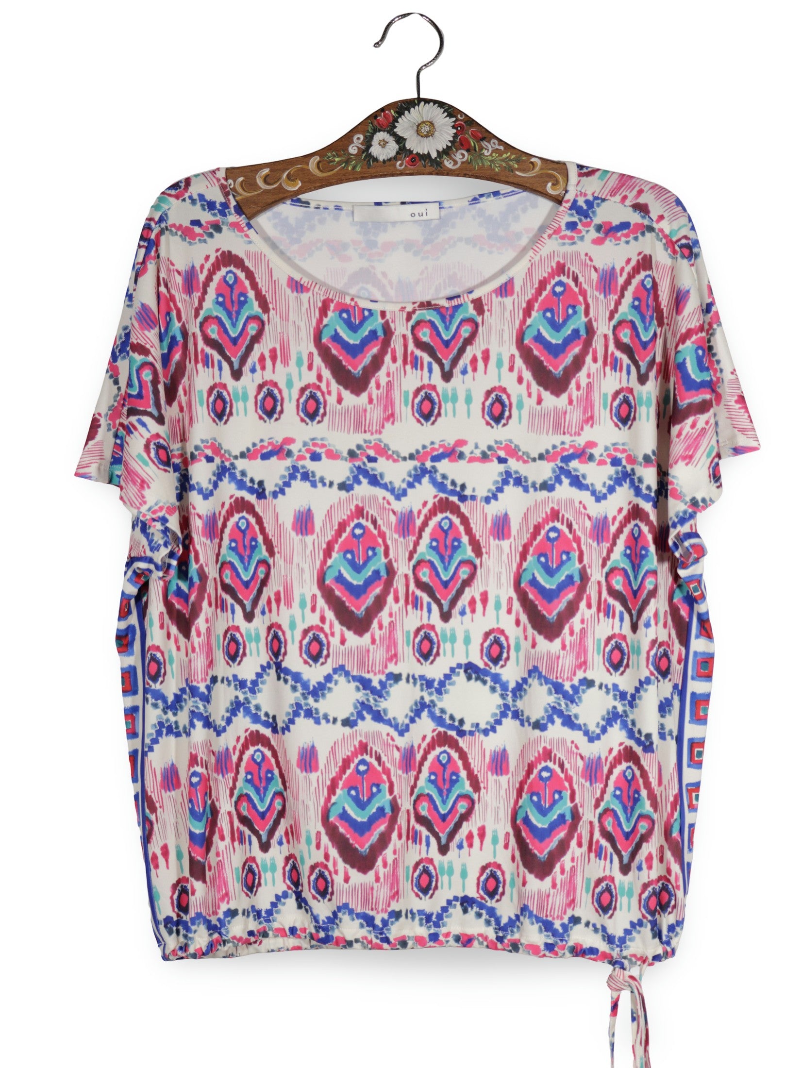 Tricou Oui alb, roz, albastru, turcoaz, mov mărime XL vedere din față second-hand premium