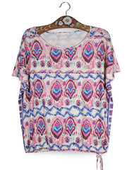 Tricou Oui alb, roz, albastru, turcoaz, mov mărime XL vedere din față second-hand premium