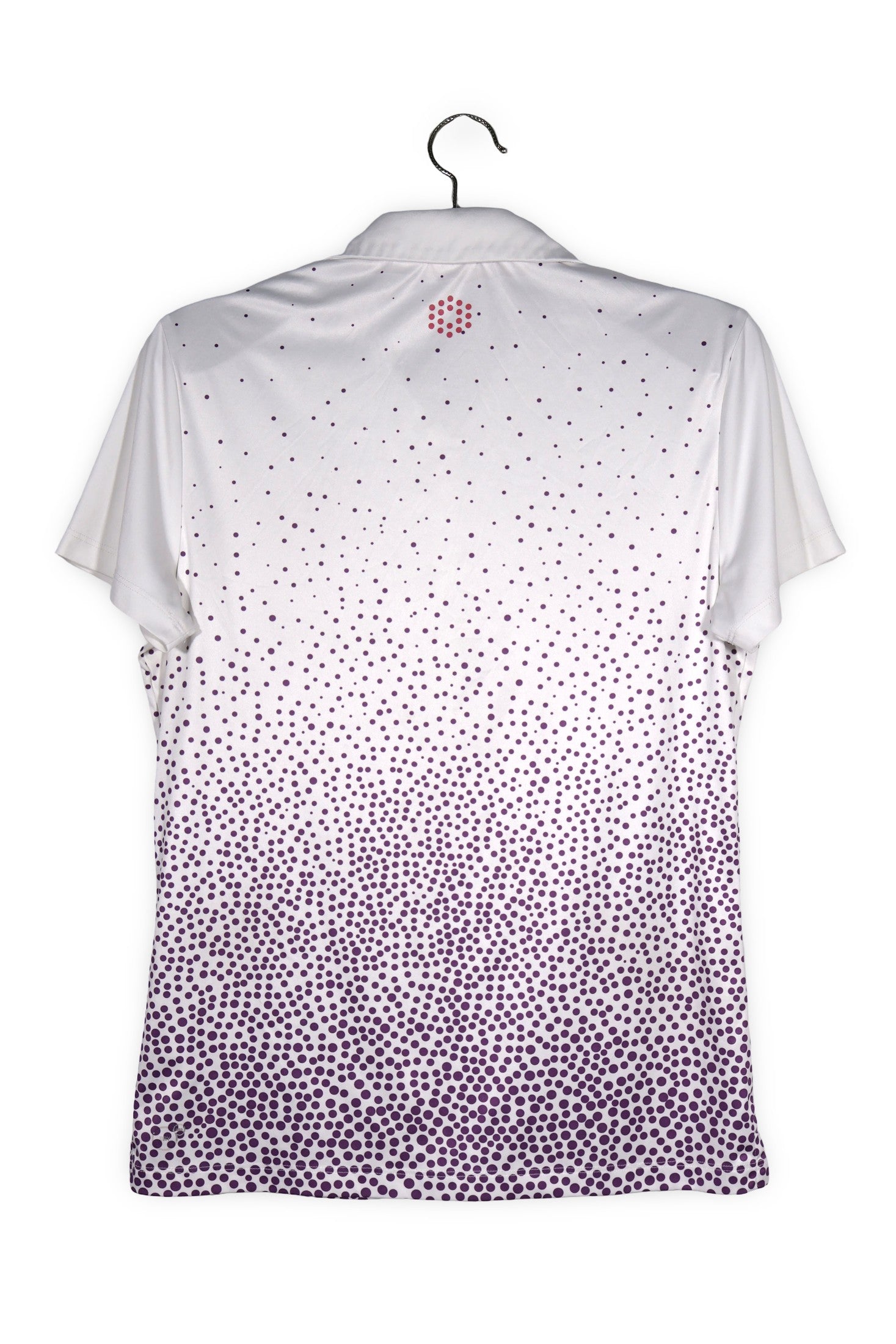 Tricou PUMA alb cu imprimeu mov mărime M vedere din spate second-hand premium