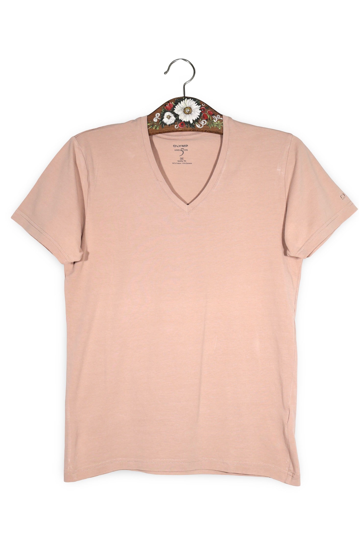 Tricou OLYMP bej roz pudrat mărime M vedere din față second-hand premium