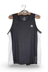 Tricou adidas negru / alb mărime XL vedere din față second-hand premium