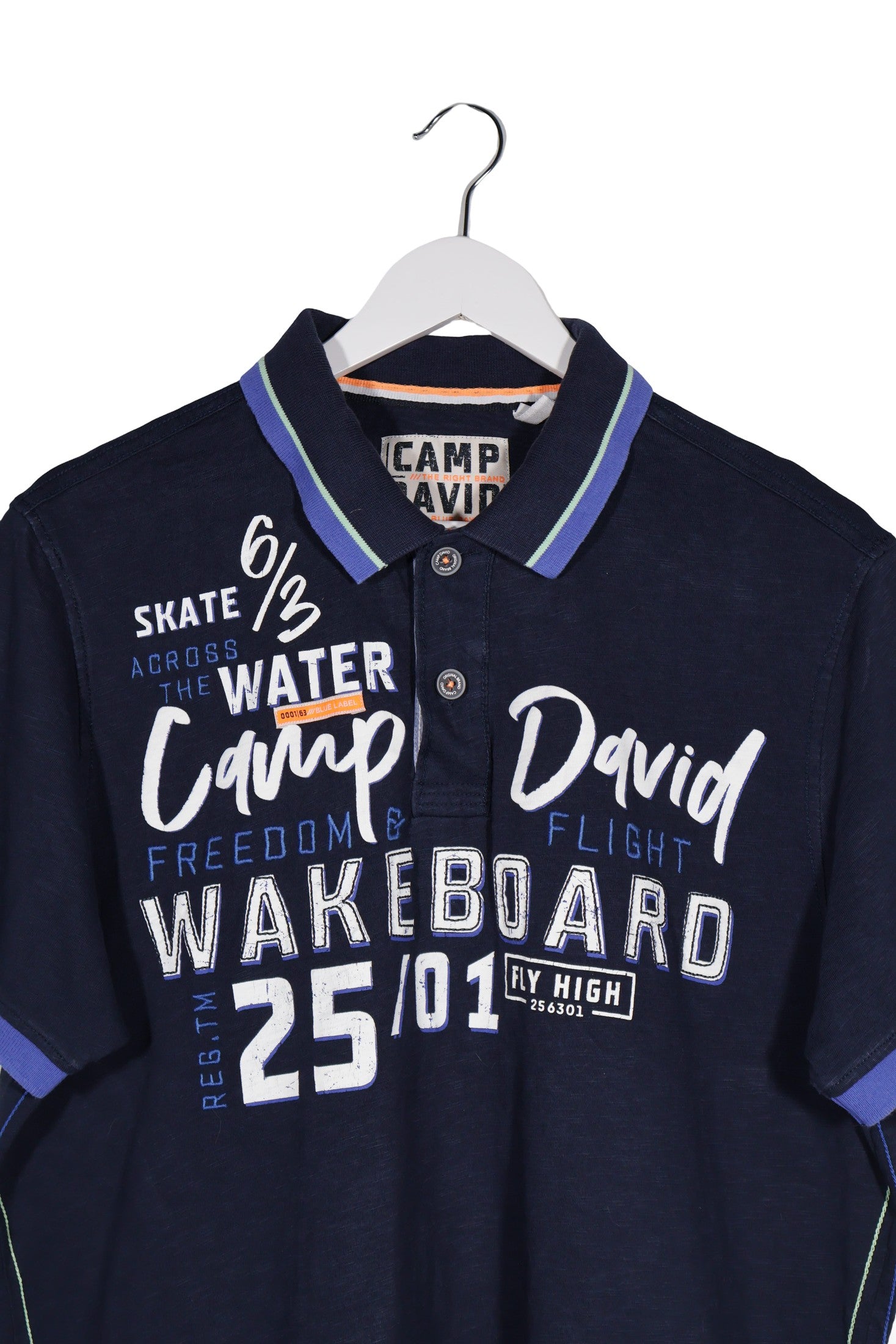 Tricou Camp David bleumarin mărime XL detaliu material și croială second-hand premium
