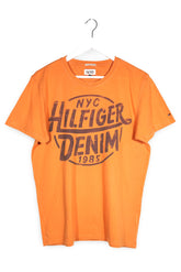 Tricou Hilfiger Denim portocaliu mărime L vedere din față second-hand premium