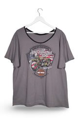 Tricou Harley-Davidson gri mărime XL vedere din față second-hand premium