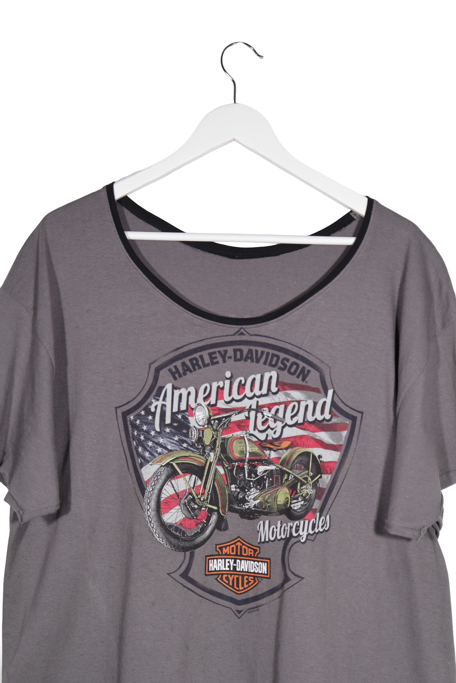 Tricou Harley-Davidson gri mărime XL detaliu material și croială second-hand premium