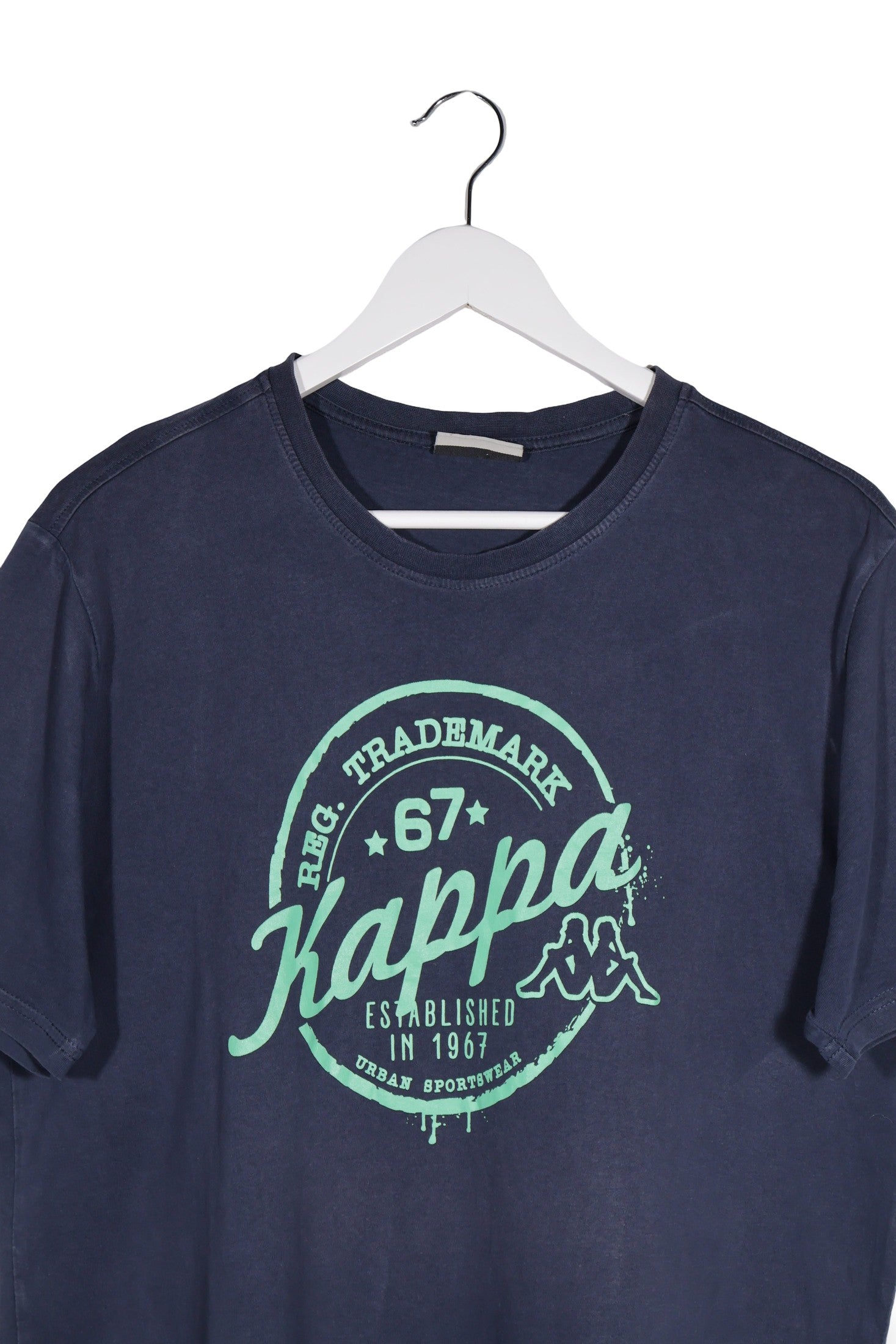 Tricou Kappa bleumarin mărime L detaliu material și croială second-hand premium