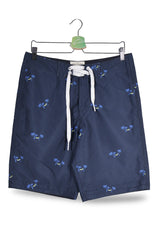 Pantaloni scurti Abercrombie&Fitch bleumarin cu imprimeu albastru si accente galbene mărime M vedere din față second-hand…