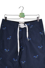 Pantaloni scurti Abercrombie&Fitch bleumarin cu imprimeu albastru si accente galbene mărime M detaliu material și croială…