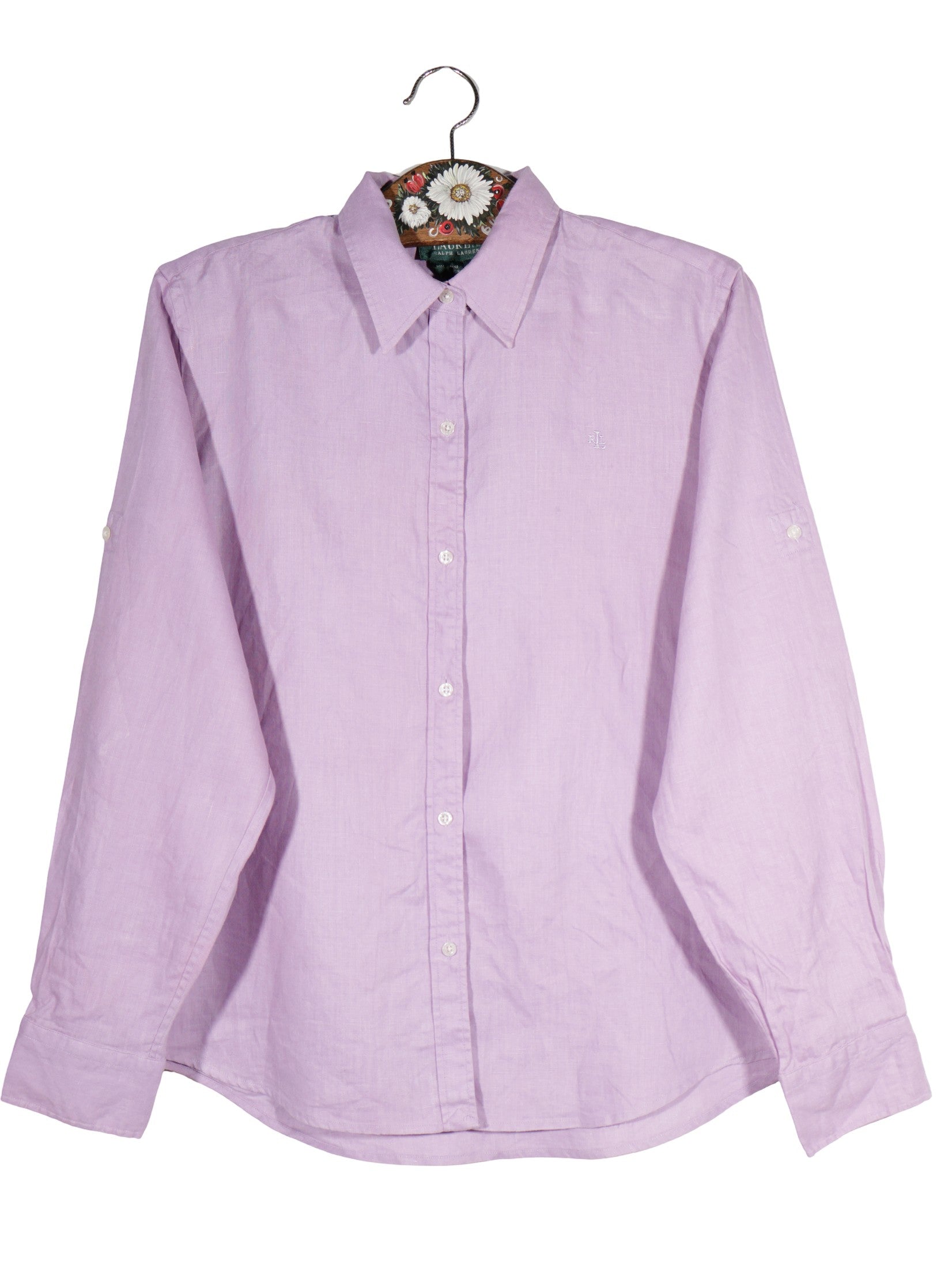 Camasa Ralph Lauren liliac mărime M vedere din față second-hand premium