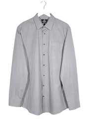 Camasa C&A gri deschis cu imprimeu geometric alb-negru mărime L vedere din față second-hand premium