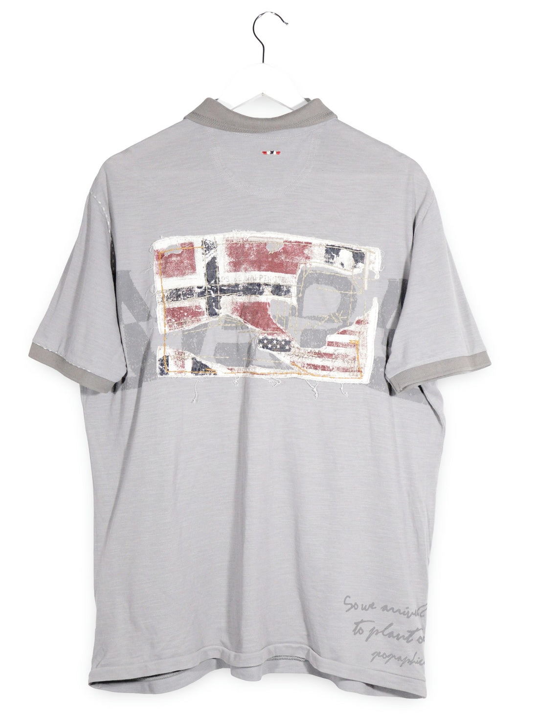 Tricou Napapijri gri deschis mărime XXL vedere din spate second-hand premium
