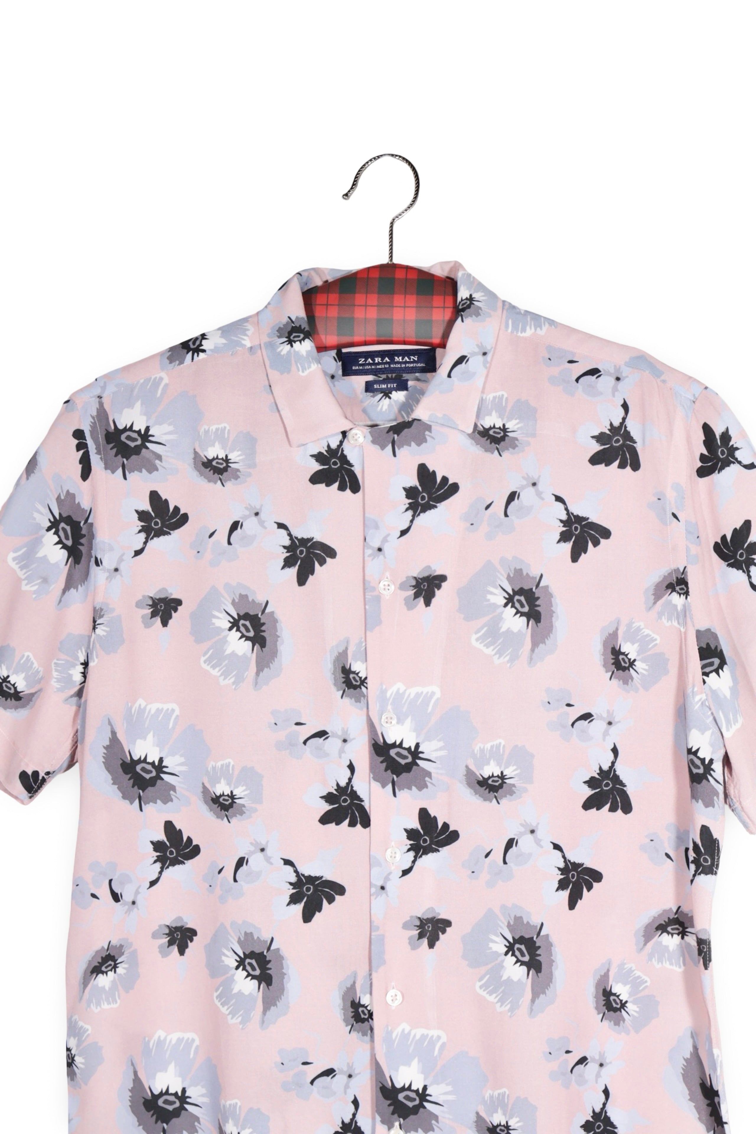Cămașă - Zara camasa slim fit florală din viscoză – M – Bărbați - detaliu