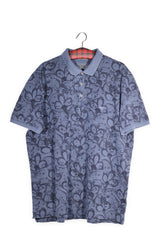 Tricou - Camel albastru cu imprimeu grafic floral – M – Bărbați - fata