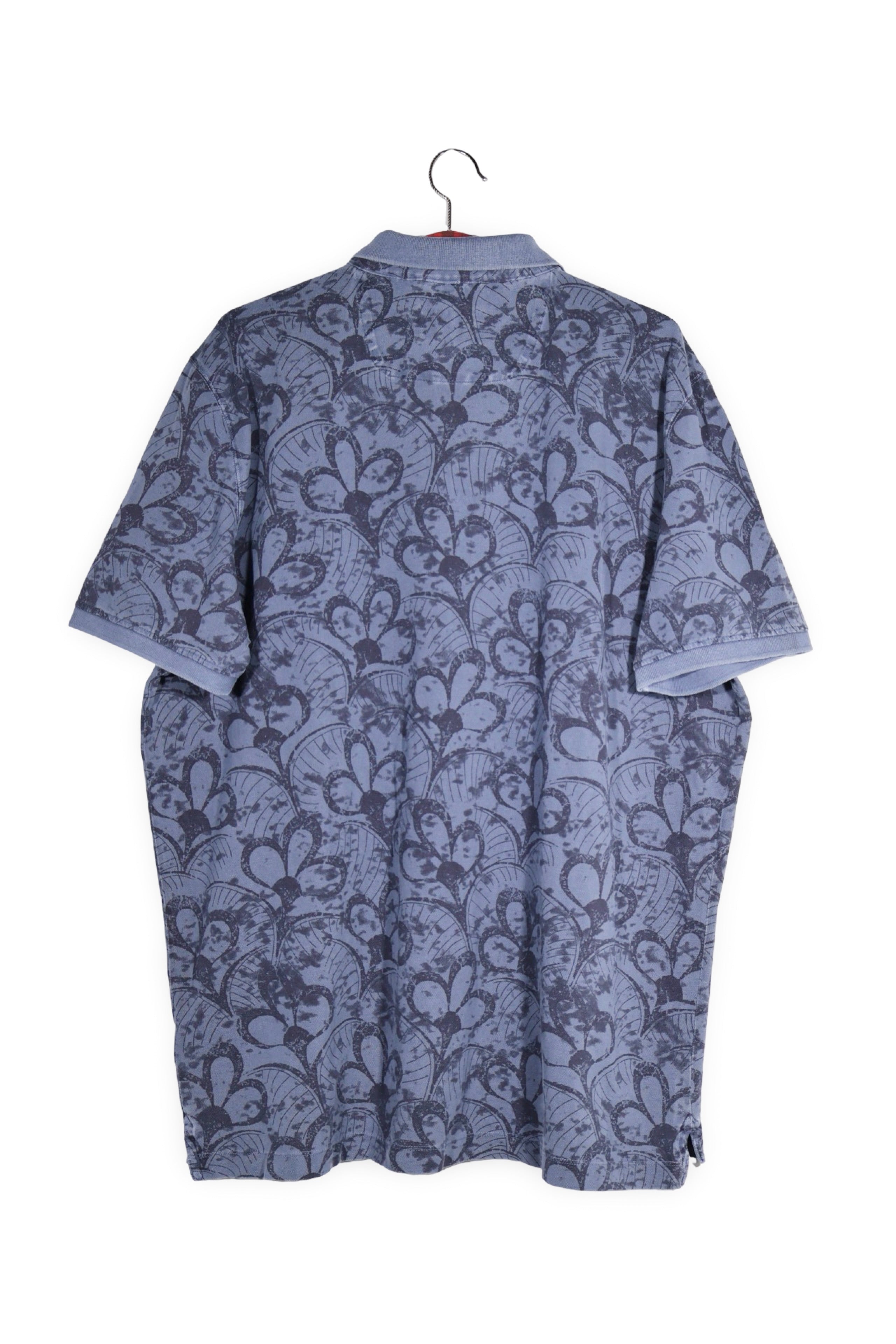 Tricou - Camel albastru cu imprimeu grafic floral – M – Bărbați - spate