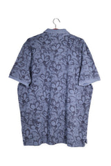 Tricou - Camel albastru cu imprimeu grafic floral – M – Bărbați - spate