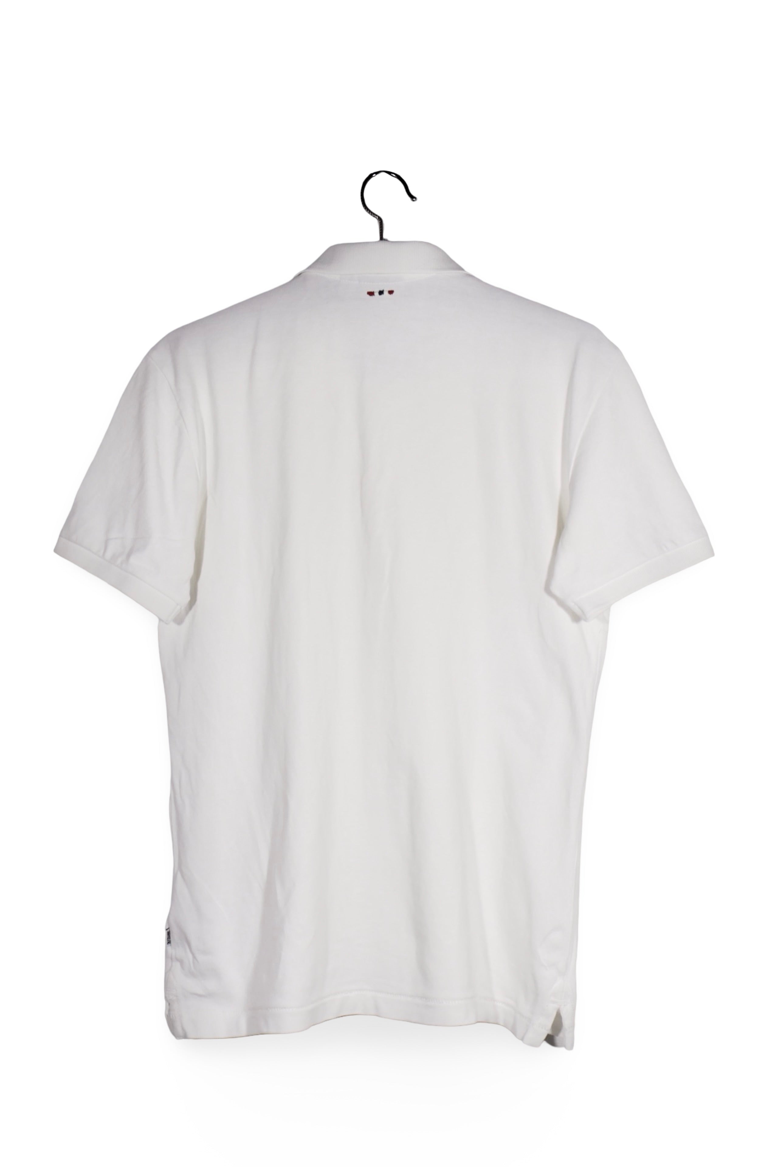 Tricou - Napapijri polo alb cu detaliu caroiat la guler – M – Bărbați - spate