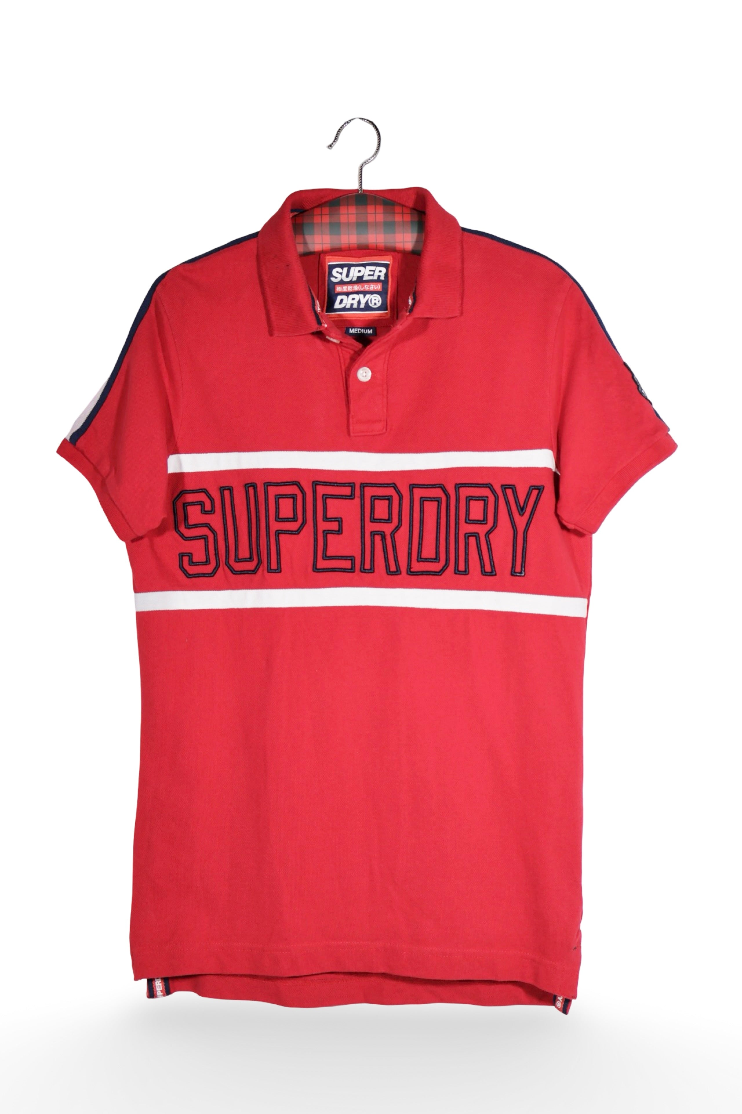Tricou - Superdry polo rosu cu logo contrastant – M – Bărbați - fata