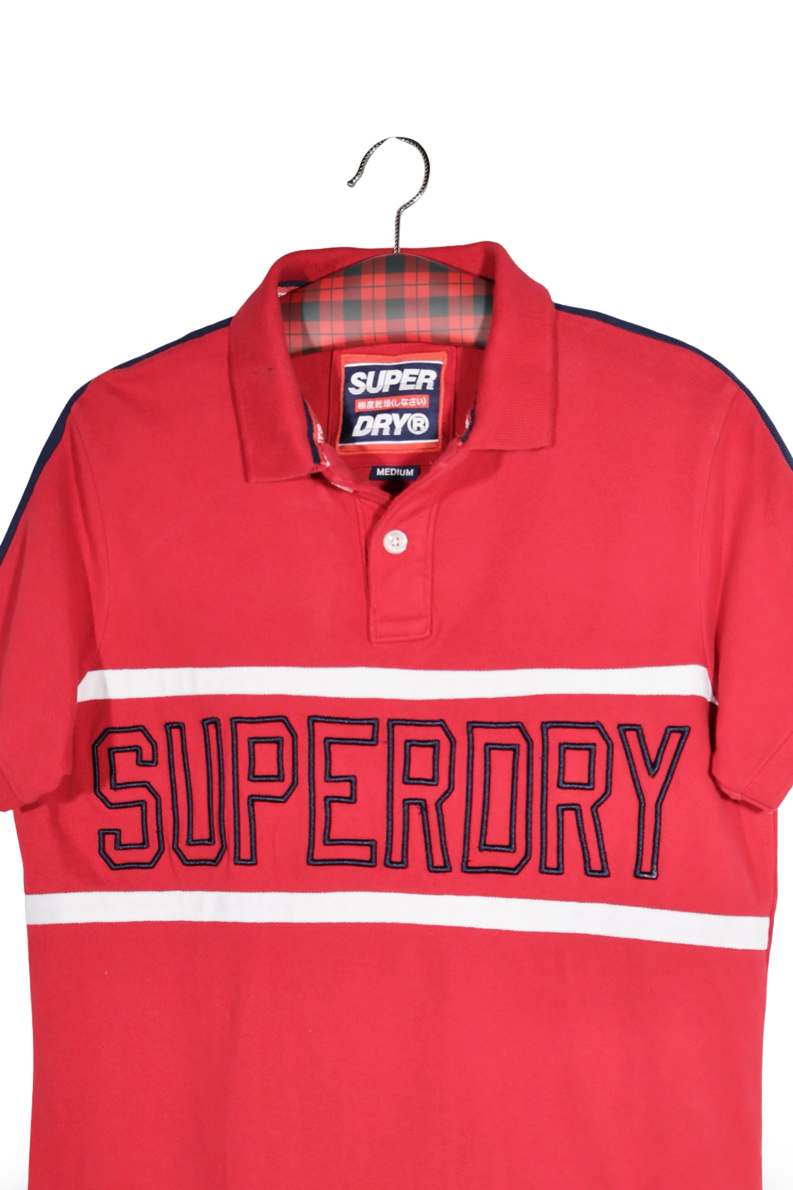 Tricou - Superdry polo rosu cu logo contrastant – M – Bărbați - detaliu