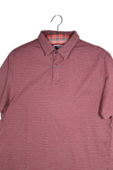 Tricou - CHARLES TYRWHITT visiniu cu imprimeu micro-patrat din bumbac – M – Bărbați - detaliu