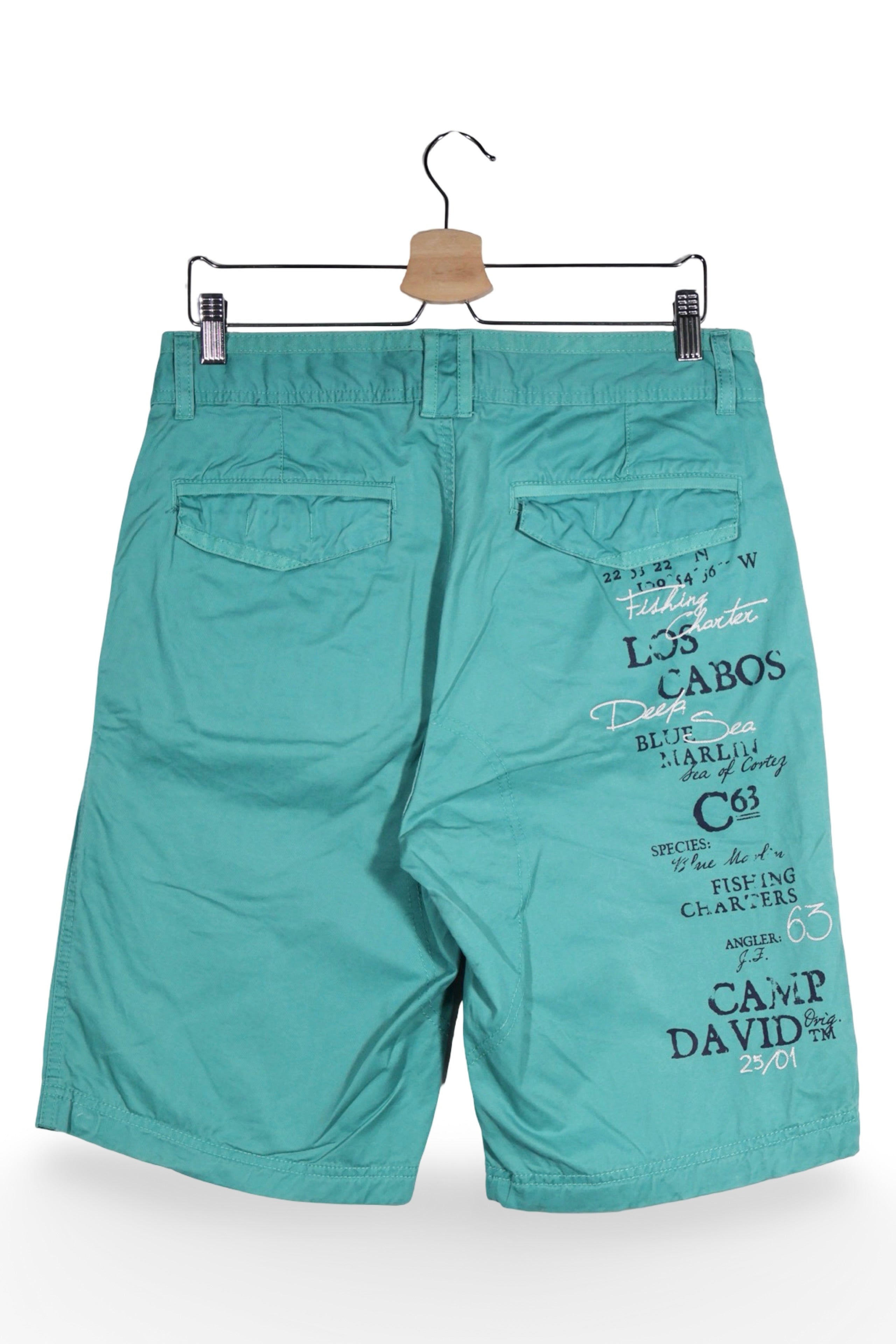 Pantaloni scurți - Camp David cargo turcoaz din bumbac – M – Bărbați - spate