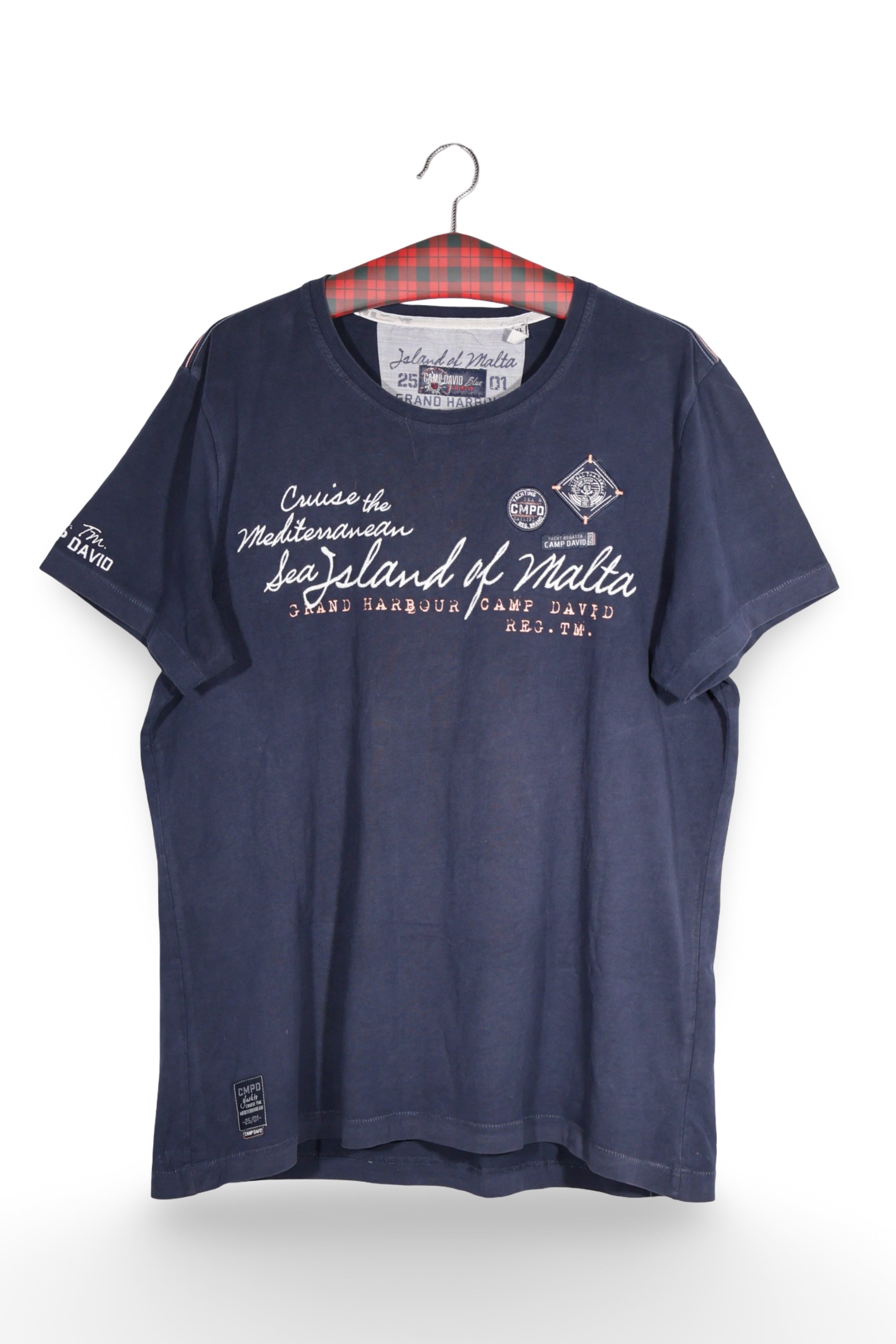 Tricou - Camp David bleumarin din bumbac cu imprimeu marin – XL – Bărbați - fata