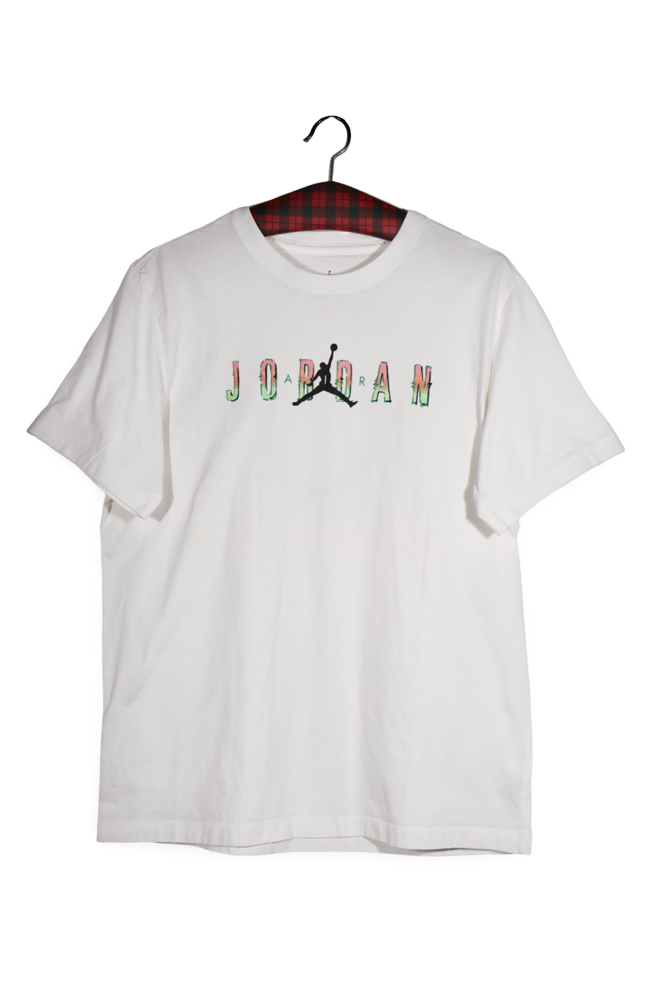 Tricou - Jordan alb cu logo grafic colorat – M – Bărbați - fata