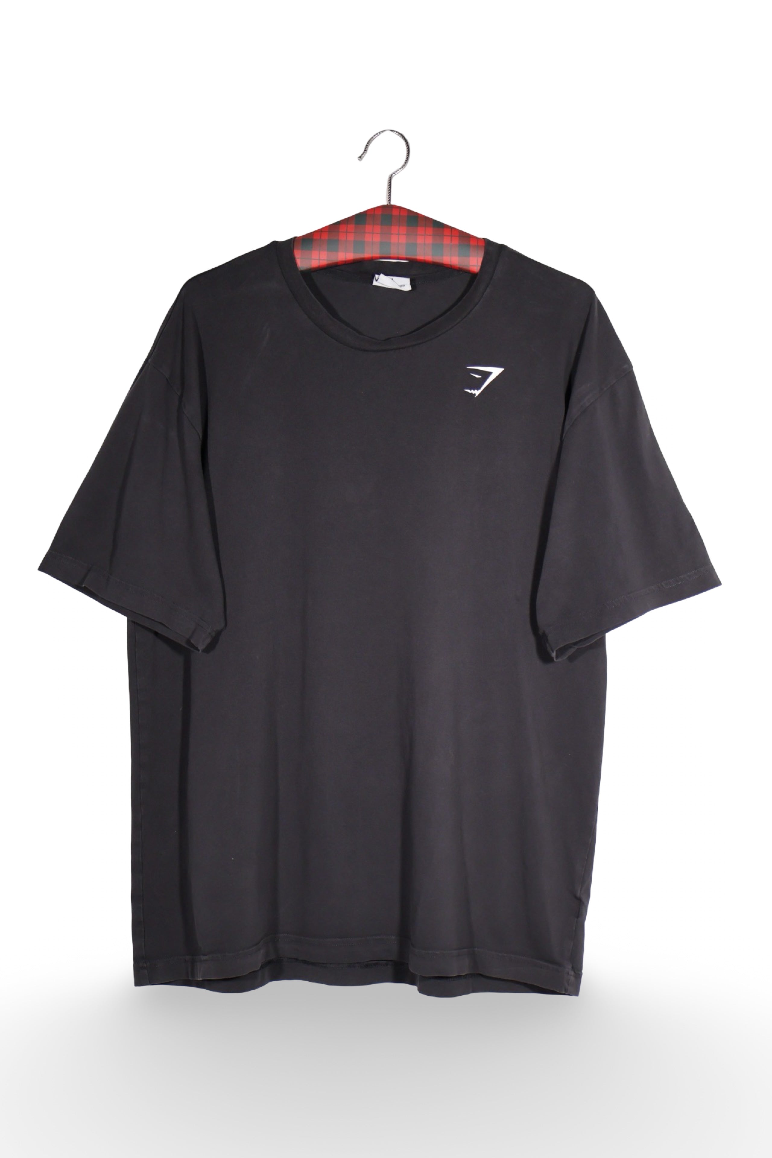 Tricou - Premium negru oversized din bumbac elastic – L – Bărbați - fata