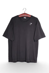 Tricou - Premium negru oversized din bumbac elastic – L – Bărbați - fata