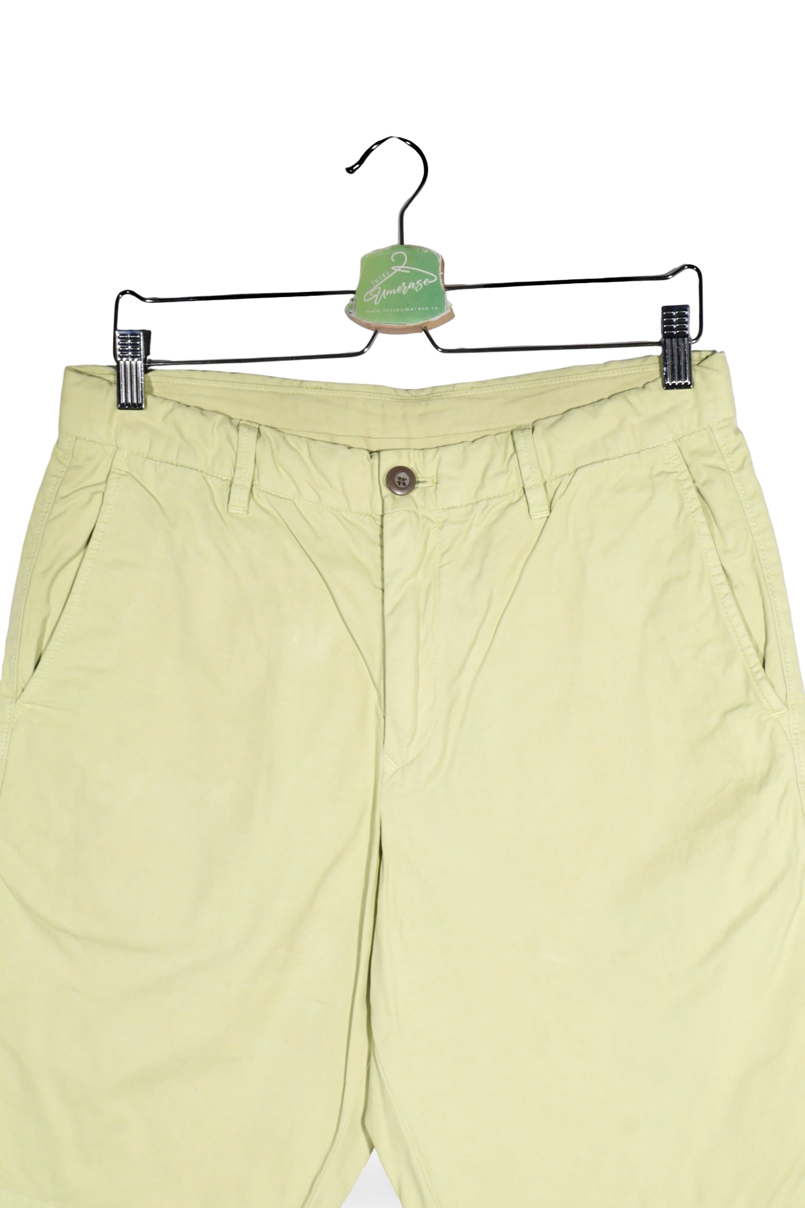 Pantaloni scurți - Uniqlo chino galben-verzui din bumbac – M – Bărbați - detaliu
