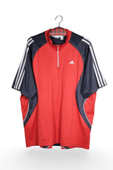 Tricou - Adidas tricou sport rosu cu dungi contrastante – XXL – Bărbați - fata