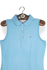 Top - Tommy Hilfiger polo fara mâneci bleu deschis – M – Femei - detaliu