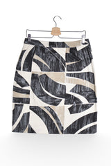 Fustă - Max Mara fustă cu imprimeu grafic alb-negru – L – Femei - spate