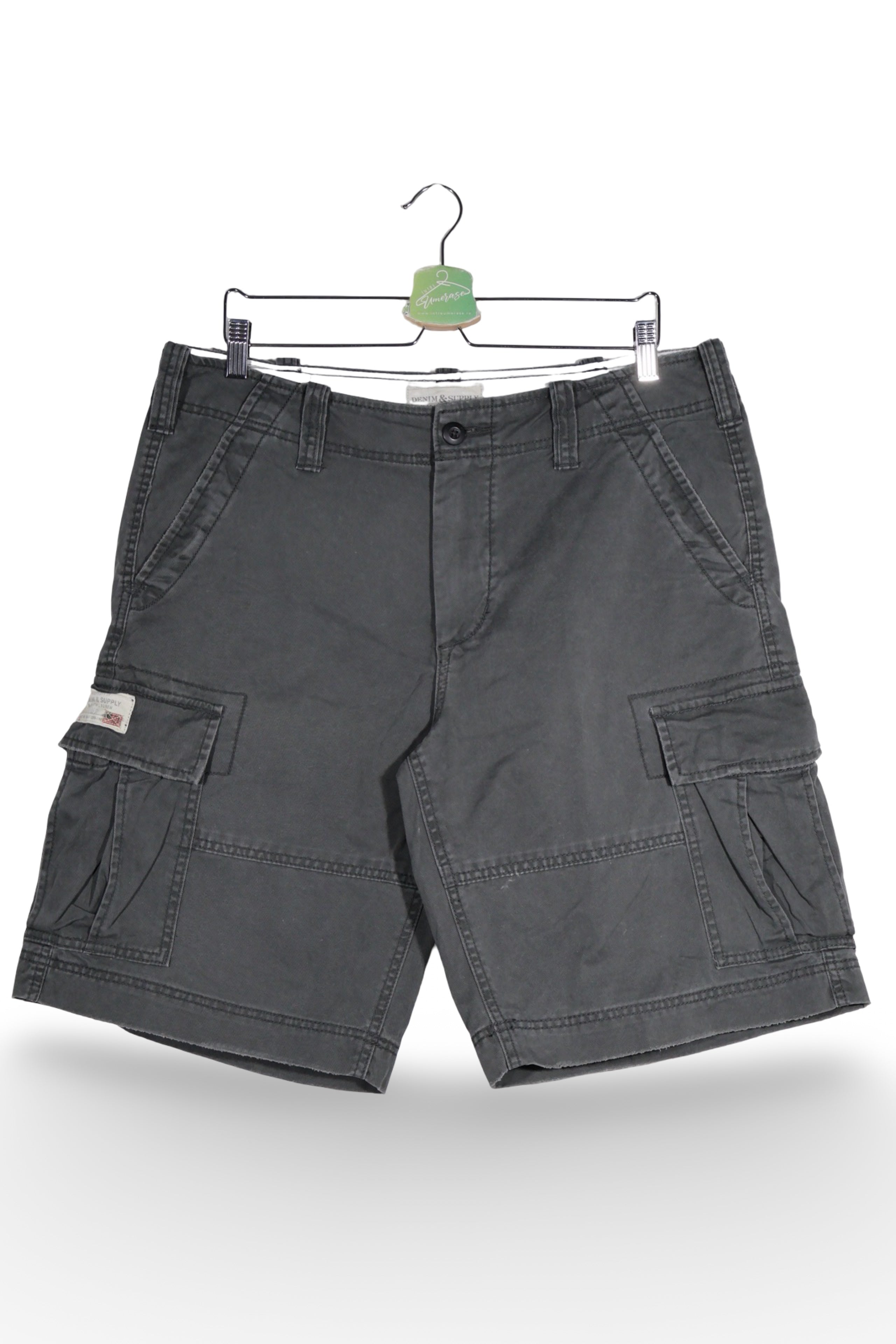 Pantaloni scurți - RALPH LAUREN cargo gri antracit din bumbac – L – Bărbați - fata