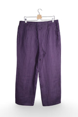 Pantaloni - Alte Branduri pantaloni mov din in si bumbac – XXL – Femei - spate