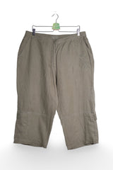 Pantaloni - Alte Branduri cargo kaki din in, cu broderie florala – XL – Femei - fata
