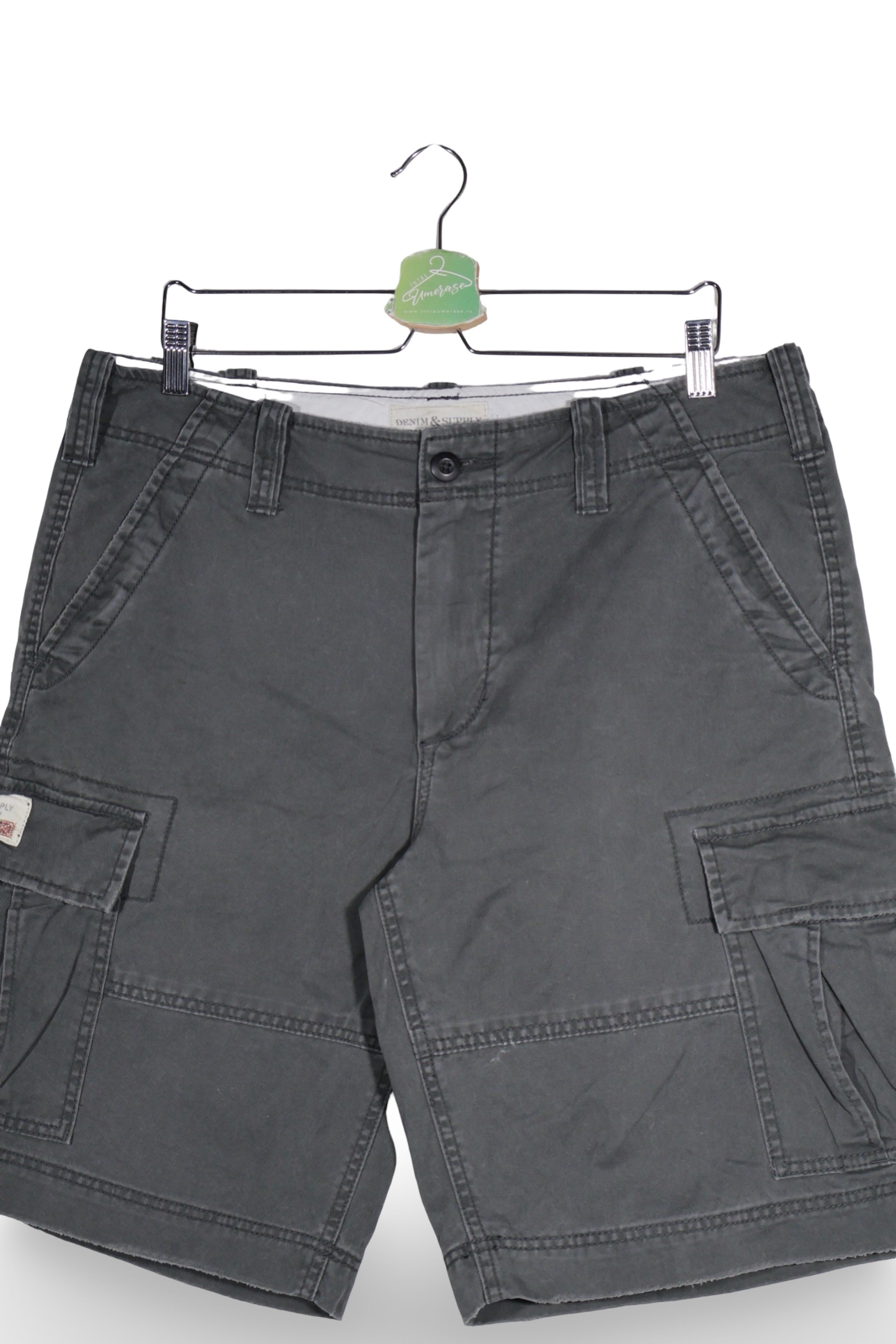 Pantaloni scurți - RALPH LAUREN cargo gri antracit din bumbac – L – Bărbați - detaliu