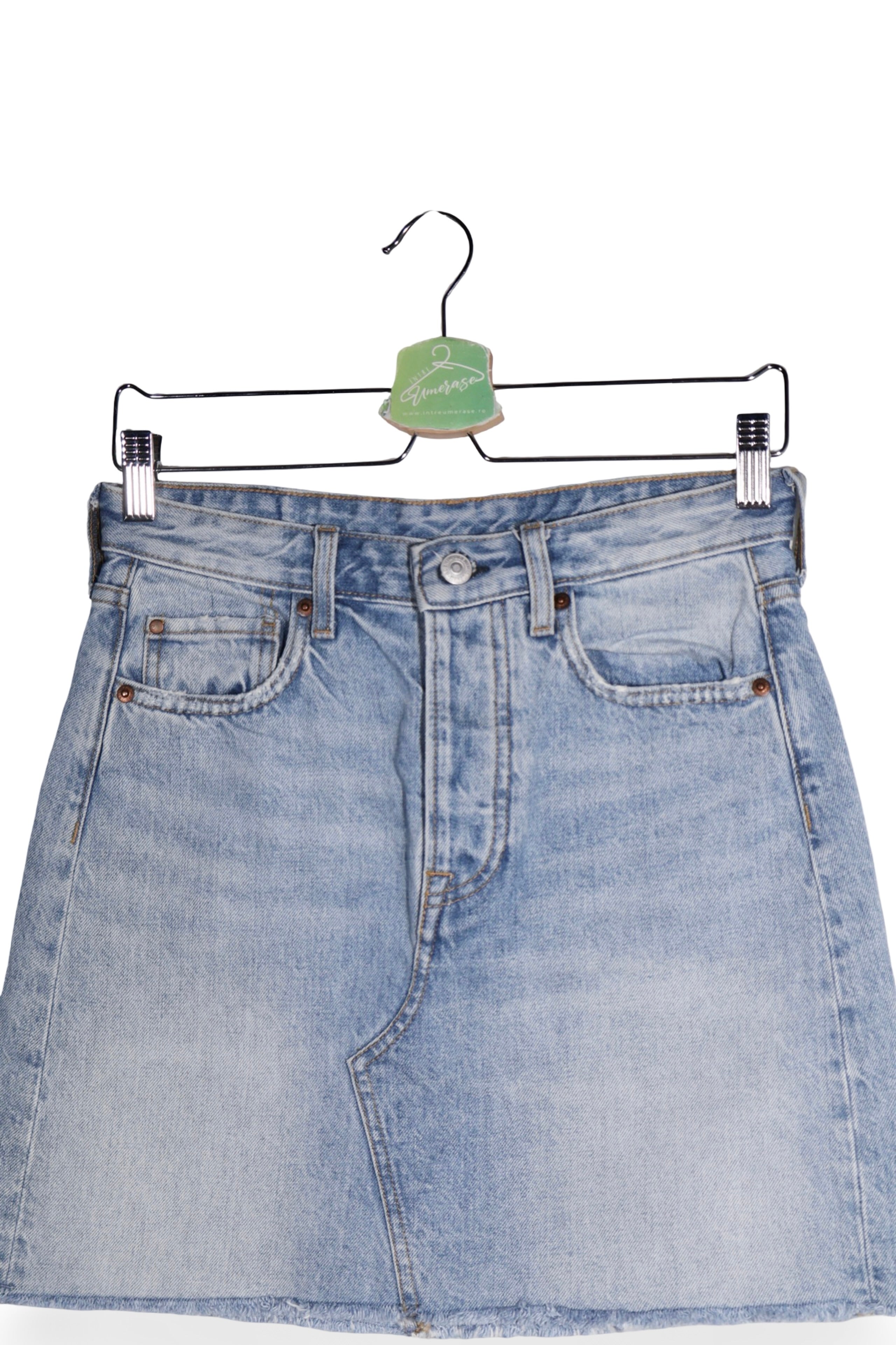 Fustă - H&M denim albastru deschis cu spalare decolorata – S – Femei - detaliu