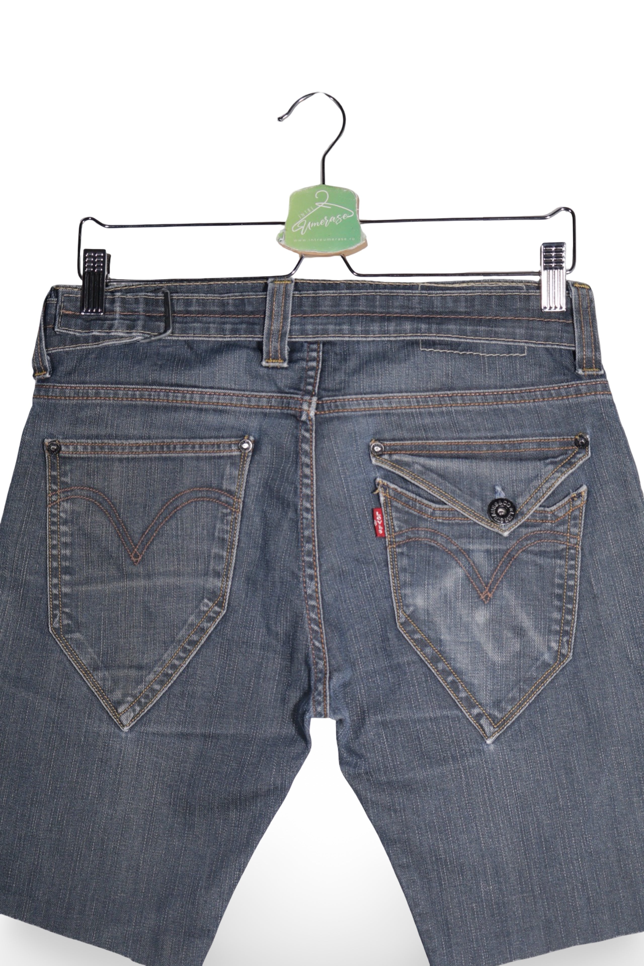 Blugi scurți - Levi's blugi scurti straight albastru inchis spalat – S – Bărbați - spate
